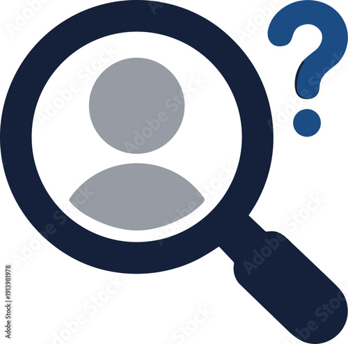 Flat Style Detail Person with Magnifying Glass Symbol Icon Graphic