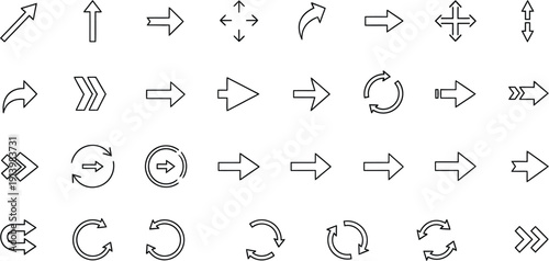 A collection of various arrows and symbols in different directions and styles