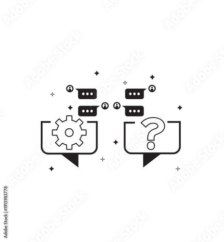 Support Chat Problem Solving and Q&A Line Icon