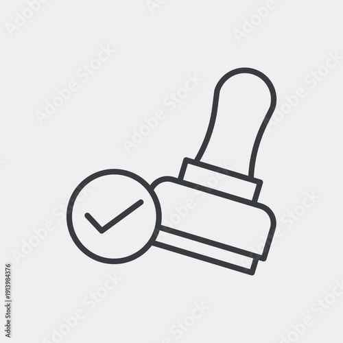 Approval stamp icon set in flat and strokes. Suitable for graphic projects. EPS10