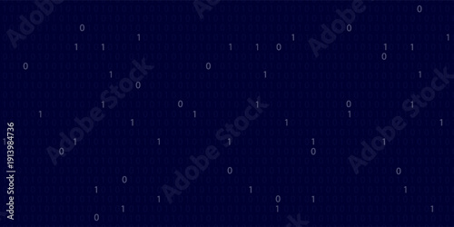 Matrix technology background. Cyber security with binary code. Rapidly falling randomly blue numbers. Decoding algorithms hacked software. Big data visualization.