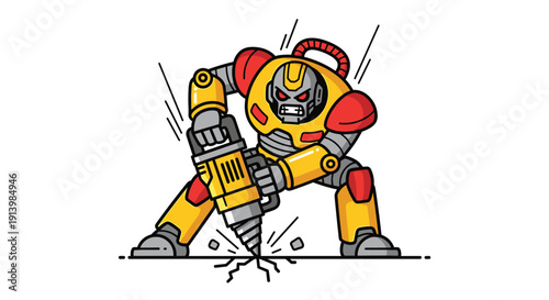 Robot Using Drill on the Ground.