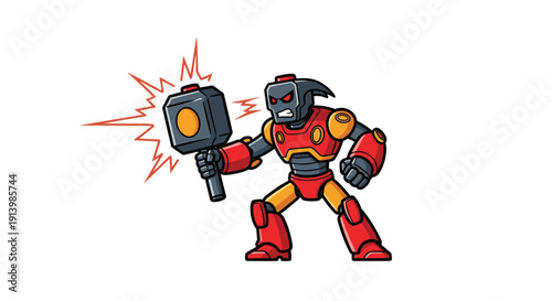 Robot Character Holding Microphone Illustration.