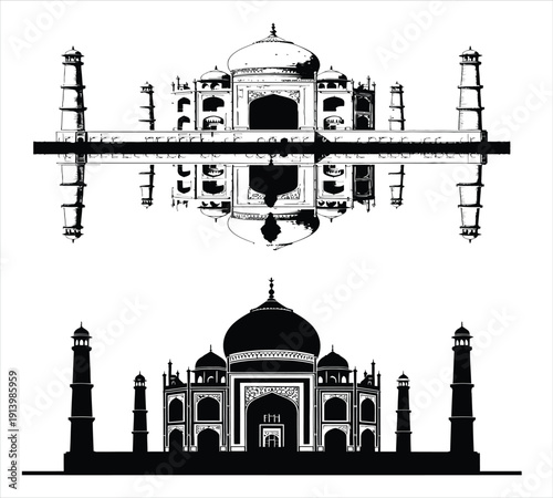 Architectural illustration of the taj mahal in india