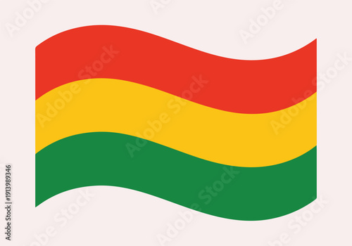 Bolivia National Tricolor Flowing Wave Flag Vector Illustration
