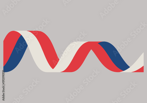 Thailand Tricolor Wave Ribbon Abstract Flag Banner Vector