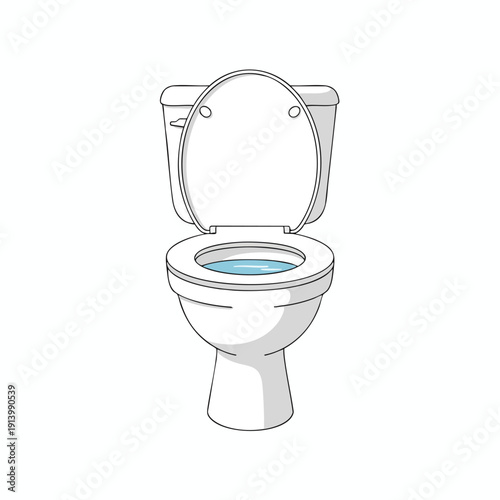 Modern White Toilet with Open Lid for Bathroom Interior Design