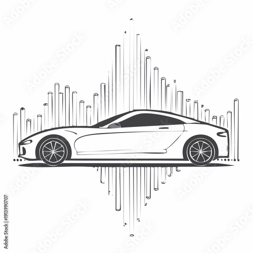 Vector illustration of a sleek sports car with sound waves.