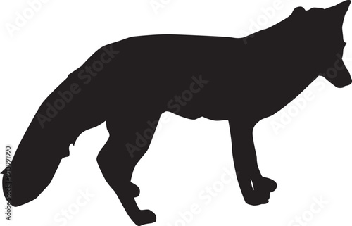 A Fox Canine Wild Predator Mammal Silhouette Illustration Vector