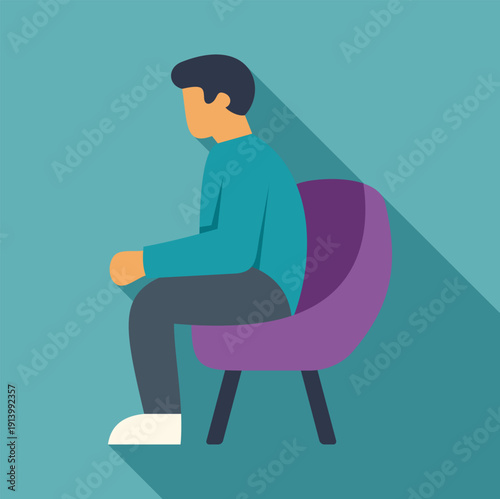 Man sitting on a chair, feeling lonely and isolated, thinking or waiting