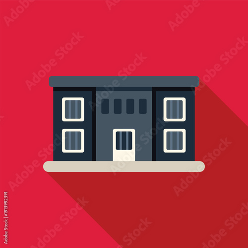 Police station or jail building icon with a long shadow