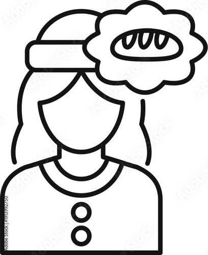 Woman thinking about bread representing concepts of hunger, poverty, and food insecurity