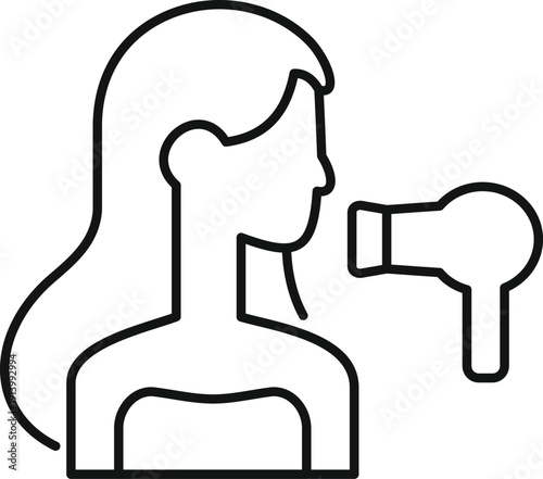 Woman drying her long hair using a hairdryer, depicting beauty and hair care