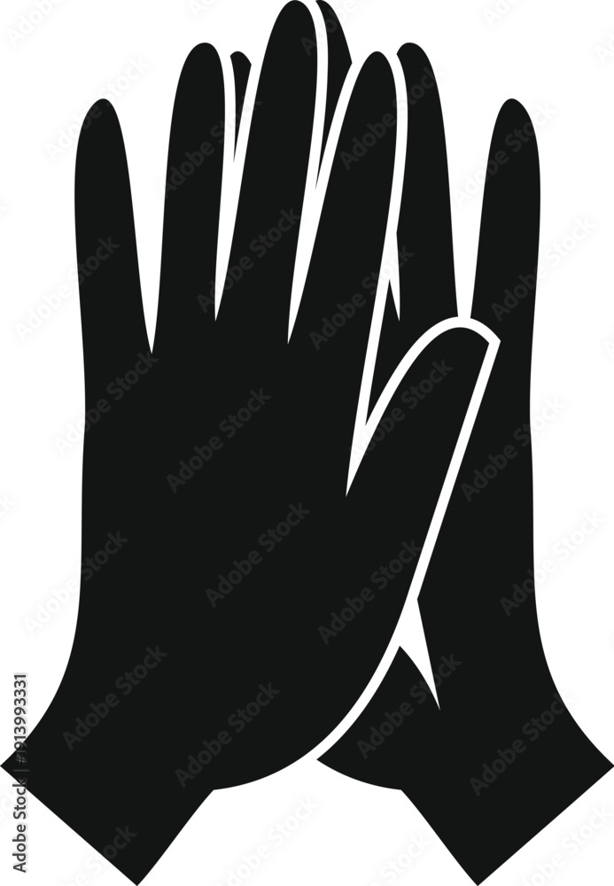 Obraz premium Two hands clapping gesture in a simple black silhouette