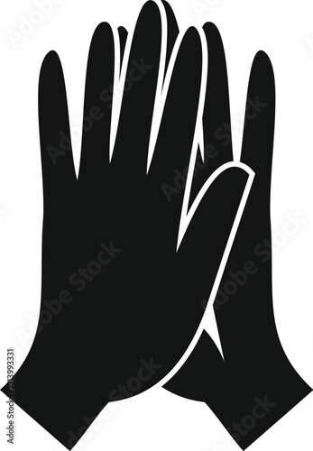 Two hands clapping gesture in a simple black silhouette