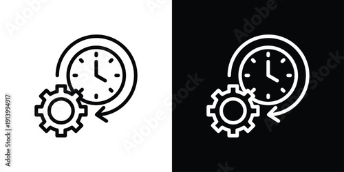 Time Efficiency Icon Sheet Black And White