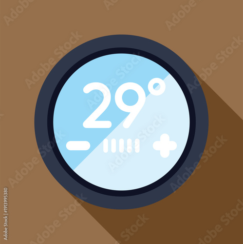 Smart thermostat displaying 29 degrees celsius, managing climate control settings