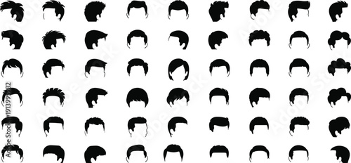 Hairstyles silhouettes collection haircut barber fashion hair male style set
