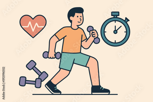 Man Exercising with Dumbbells for Fitness and Health.