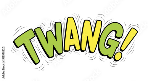 Comic book sound effect word TWANG! with dynamic lines