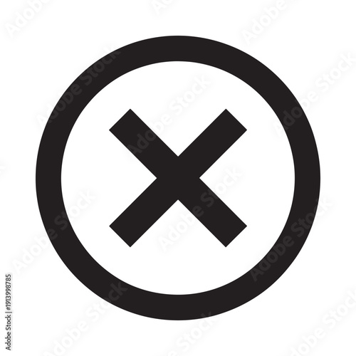 A simple black circle containing a black x shape in the center