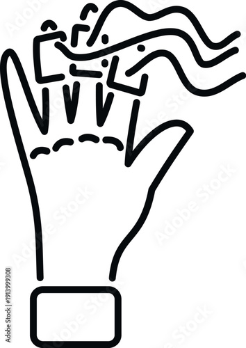 Human hand integrating bionic technology and sending out data waves