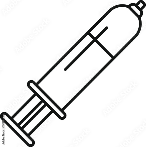 Syringe line art illustration, representing injection, health, and medical treatment