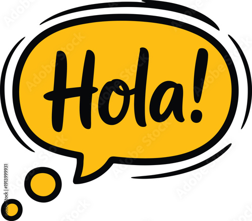 Speech bubble with the word hola in spanish