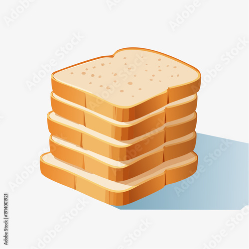 Freshly baked white bread slices neatly stacked, ready for breakfast or sandwiches, a comforting staple food item for daily meals
