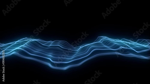 Abstract blue wave with lines. Digital frequency track equalizer. Illustration dynamic music wave. Technology sound. 3d rendering.