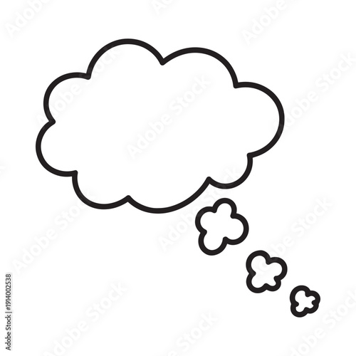Simple black and white illustration of a thought bubble with smaller bubbles