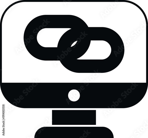 Monitor screen showing a hyperlink chain connecting data within a network