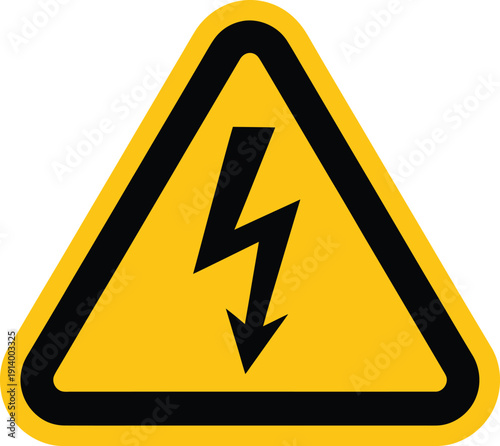 Electrical hazard warning sign with lightning bolt symbol