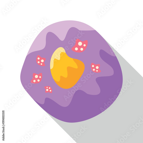 Microorganism cell showing its internal structure with a nucleus and other components