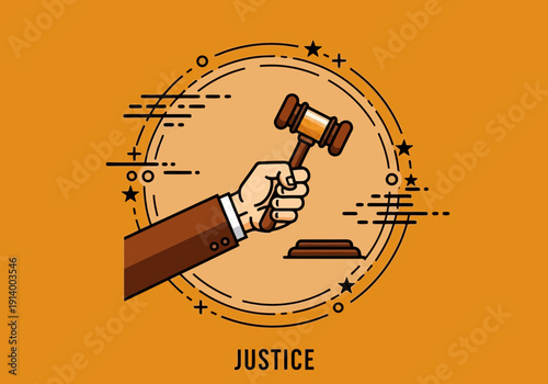 Hand holding gavel symbolizing justice and law