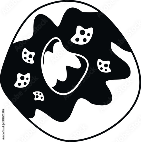 Cell structure representing biology and microscopic organism simplified in doodle style