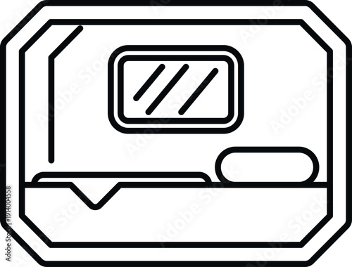 Outline icon representing a bed inside a train sleeper cabin with a window
