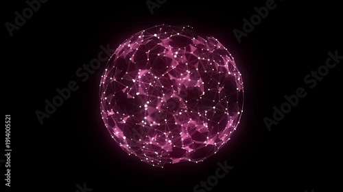 Sci-fi purple sphere with particles. Concept network connection. Frame sphere. Abstract technology background. 3d rendering.