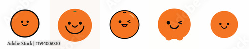 cute orange vector has eyes and mouth