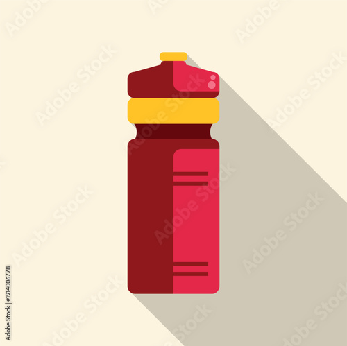 Red water bottle icon with long shadow representing fitness and health
