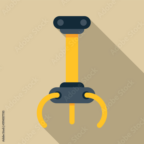Claw game robotic arm with three prongs in a flat design style