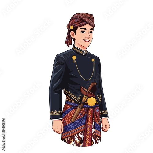 Traditional Indonesian attire man in ceremonial outfit