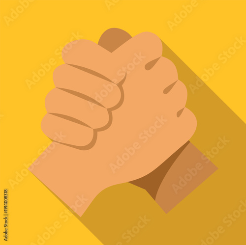 Two hands gripping each other displaying concepts of teamwork, strength, and agreement