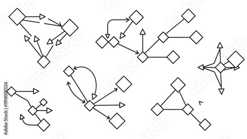 Complex Network Flowchart Illustrating Cooperation and Synergy