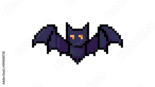 Purple Pixel Art Bat Flying for Halloween