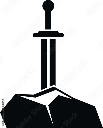 Legendary sword embedded in a stone symbolizing power, destiny, and medieval fantasy