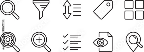 Search engine optimization and digital marketing icons set flat design vector illustration