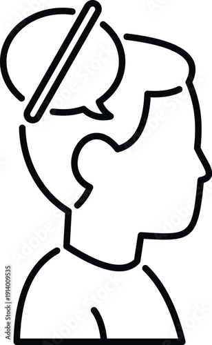 Person icon showing inability to speak or communicate silently