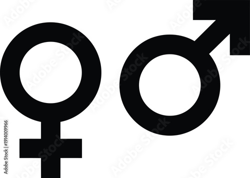 Female and male gender symbols icon set
