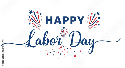Happy labor day celebration with fireworks and patriotic decor